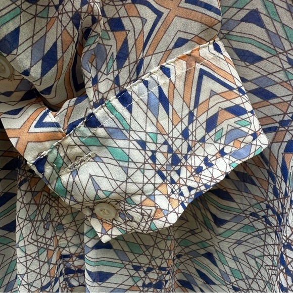 Free People Easy Rider Geometric Chiffon Button Front Blouse Women's Sz S - Picture 5 of 11